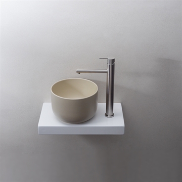 Fiore Mat beige rund håndvask Ø25 til bordplade 